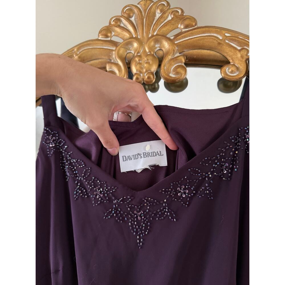 Vintage Y2K 90s David's Bridal Purple Beaded Whimsigoth Dress - Picture 6 of 15